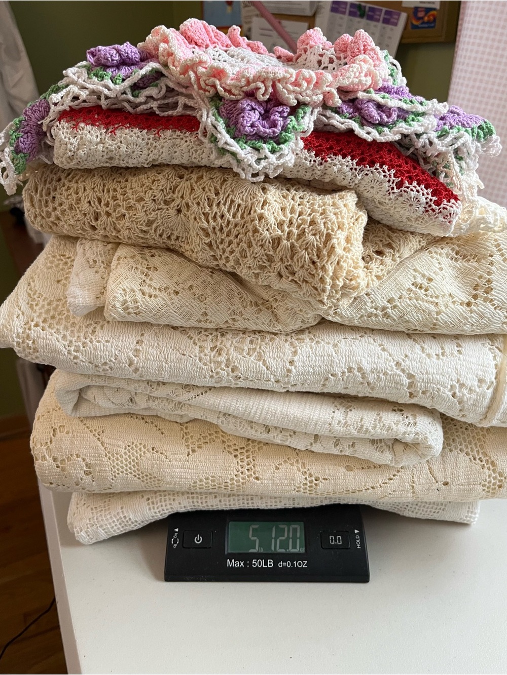 Vintage Lot of 7 Lace Crochet Tablecloths & 7 Doilies - Upcycling Project Bundle